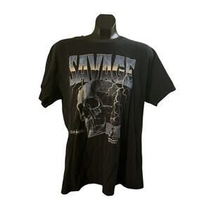 HYBRID Savage Skull Lightning Graphic T-Shirt Men’s L Black LA Streetwear Tee